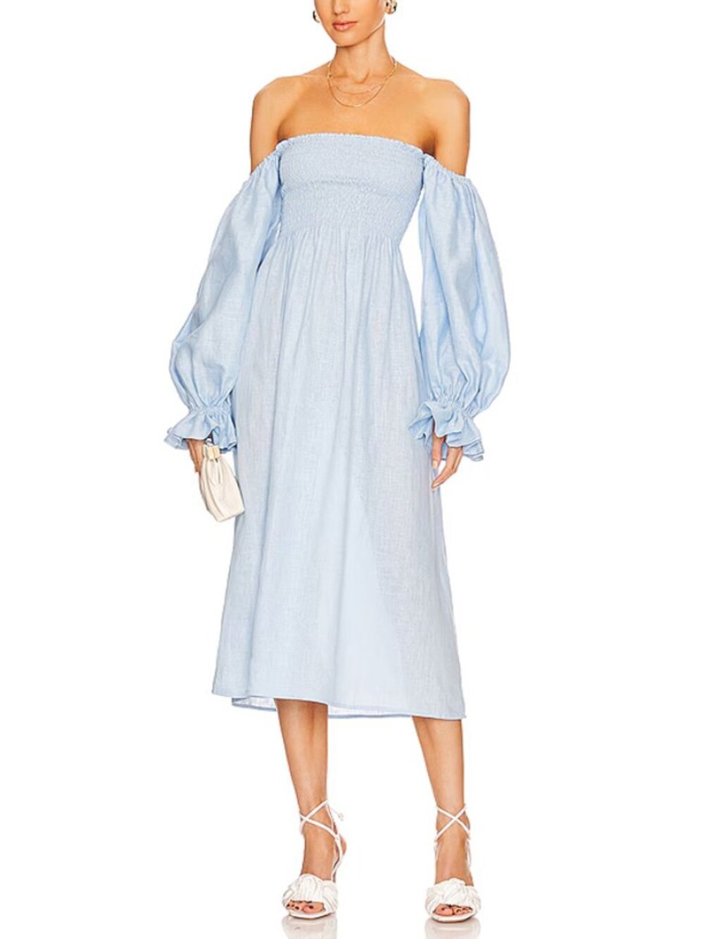 Sleeper Atlanta Linen Dress in Powder Blue Size S
